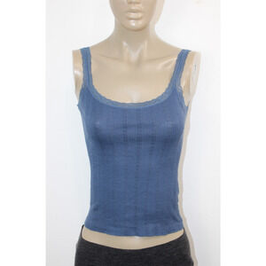 MADIVA Blue Camisole Tank Top Size S Ribbed Made in Itlay